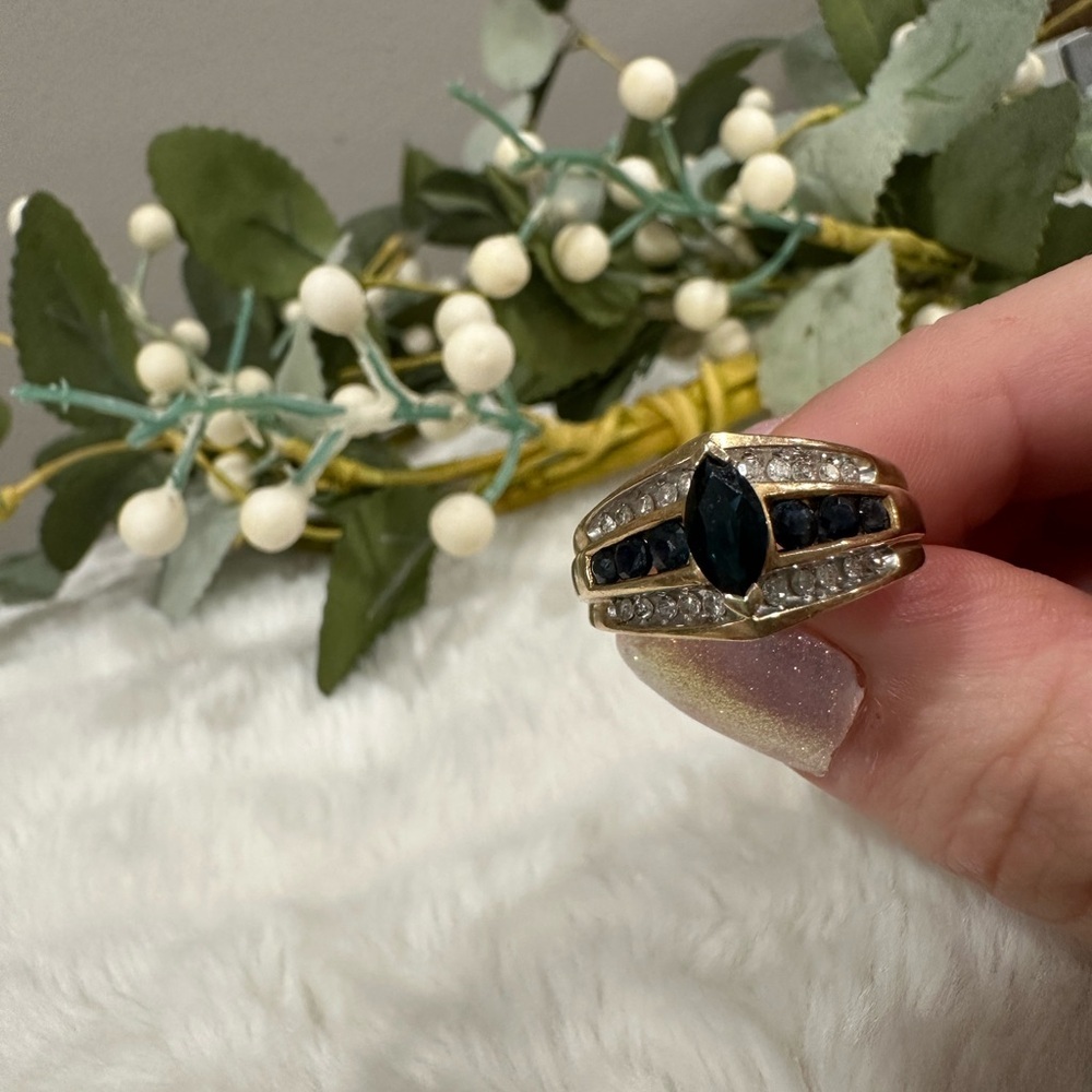 14K White Gold Sapphire & Diamond Ring - Picture 3 of 13